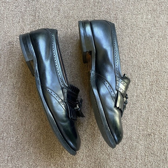 Allen Edmonds Black 9.5 Bridgeton Loafer Black Leather Dress Shoes Tassel